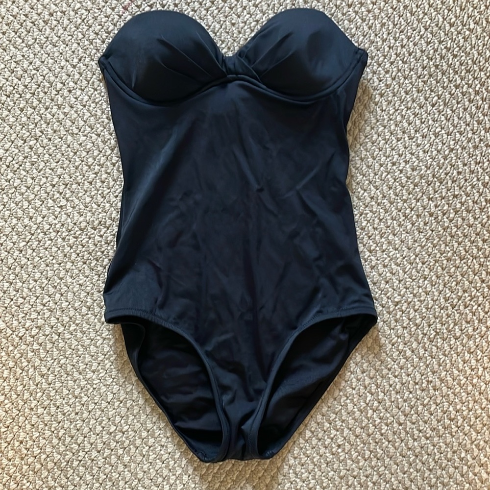 J.Crew Strapless Twist Front One Piece Swimsuit Black Size 6